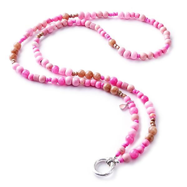 PinkBeach 88 SilverShiny, lange Edelstein Wechselkette